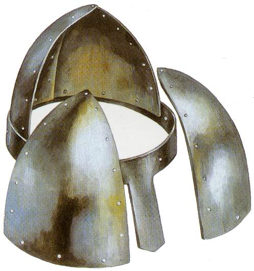 Normannenhelm ohne Blechstreifen; Explosionszeichnung